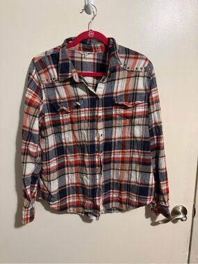 Lucky Brand Red, Navy & Cream Plaid Shirt